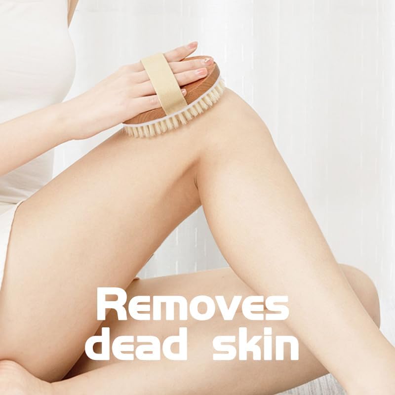 OHOO Bamboo Dry Body Brush Shower Brushing Removes Dry Skin with Massage Nodes Exfoliating Bath Brushes Body Scrubber - Image 5